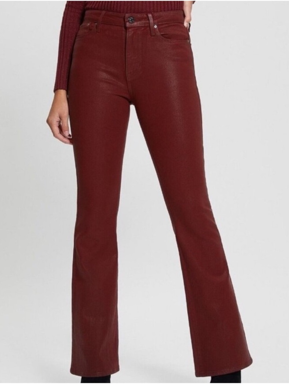 Guess ‘Sexy Flare’ Red Coated Mid-Rise Jeans 24
